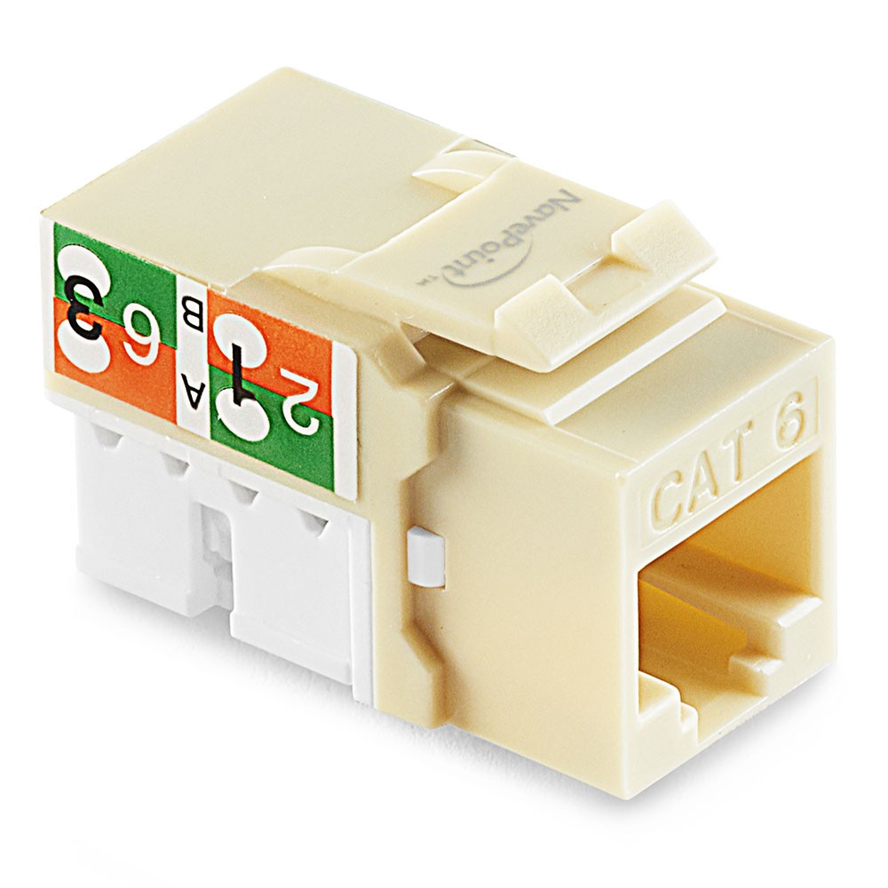 NavePoint 90 Degree Cat6 Keystone Jack, RJ45 Ethernet, Type 110 Ivory, 25-Pack