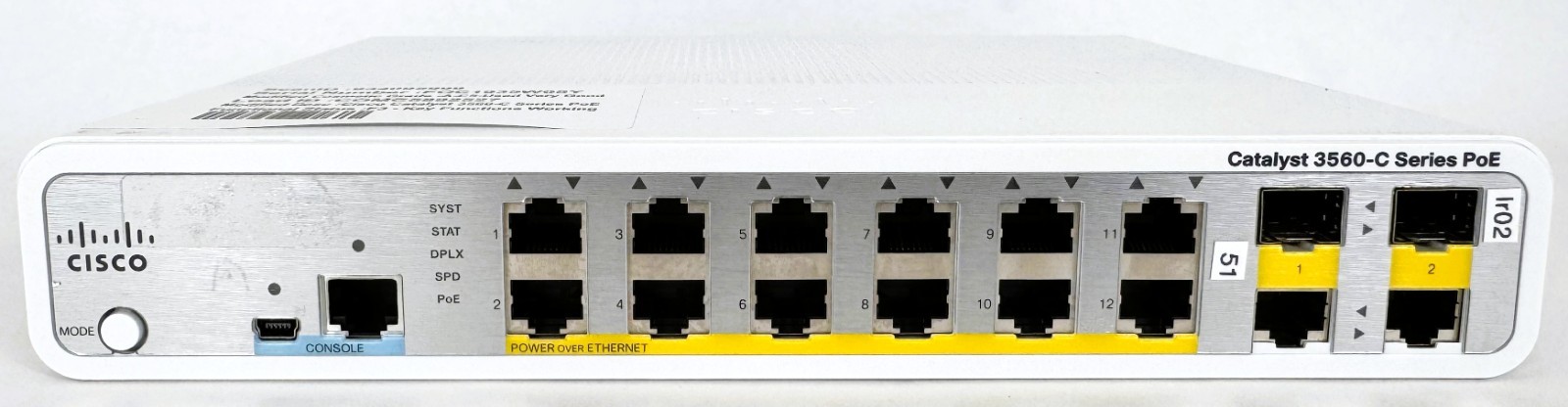 Cisco Catalyst WS-C3560C-12PC-S 12 Port 10/100 PoE Switch 