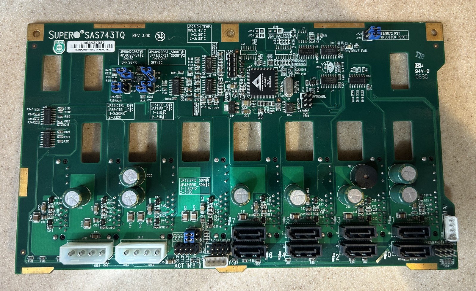 Supermicro SAS743TQ Rev 3.0 8-Port SAS/SATA Backplate