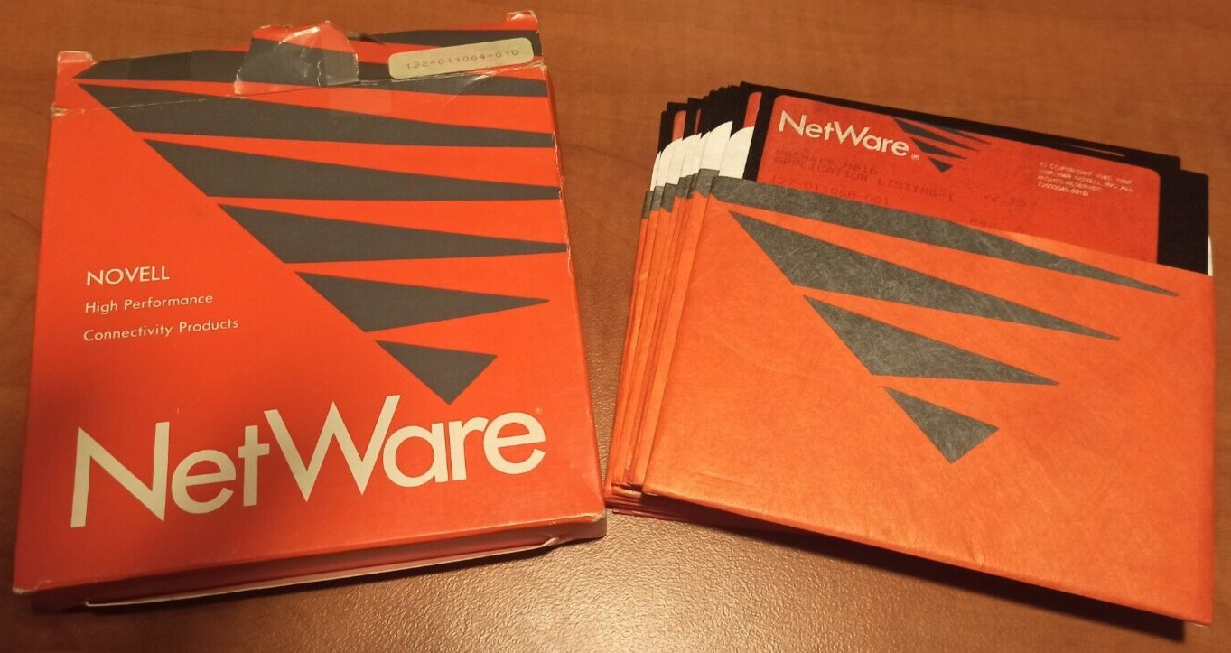 Novell Netware OS 2.15    11 diskets disks  5.25\
