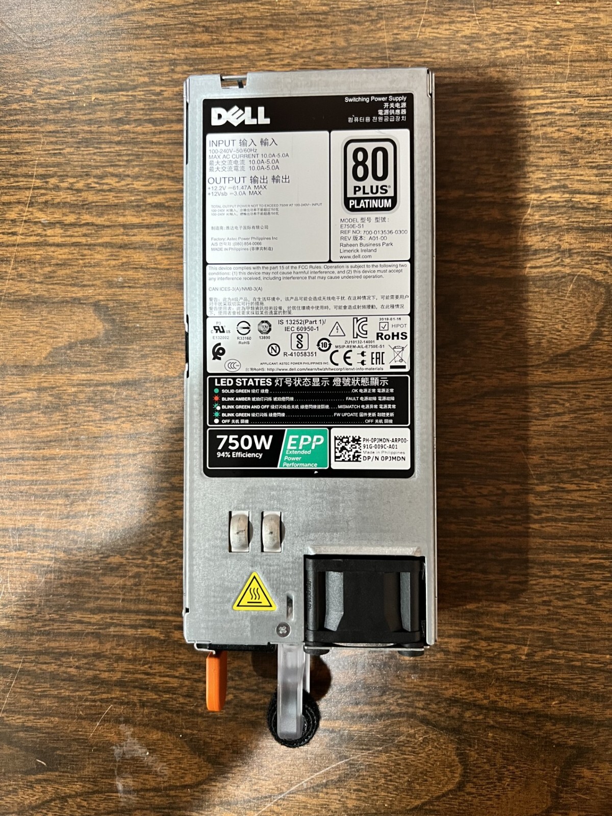 DELL PowerEdge R530 R640 R740 750W E750E-S1 Switching Power Supply 0PJMDN PJMDN