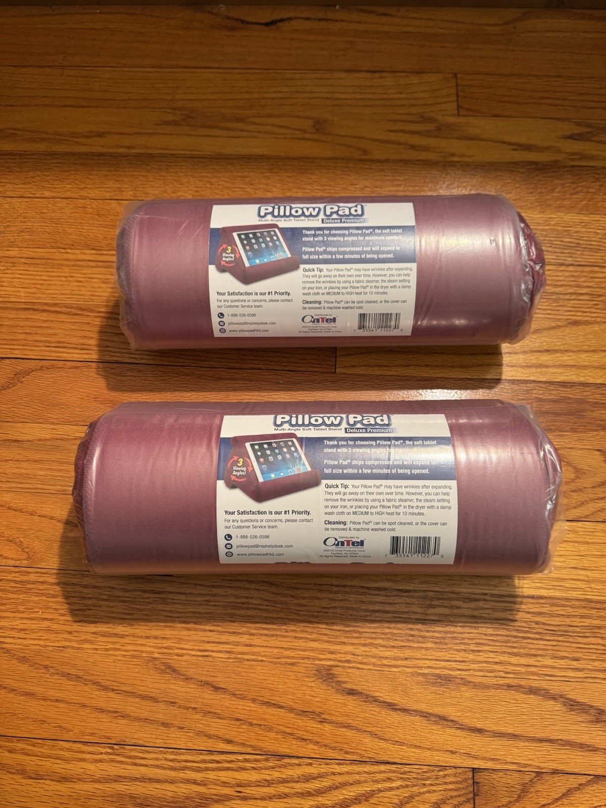Ontel Pillow Pad Multi-Angle Soft Tablet Stand Burgundy New In Package Lot Of 2