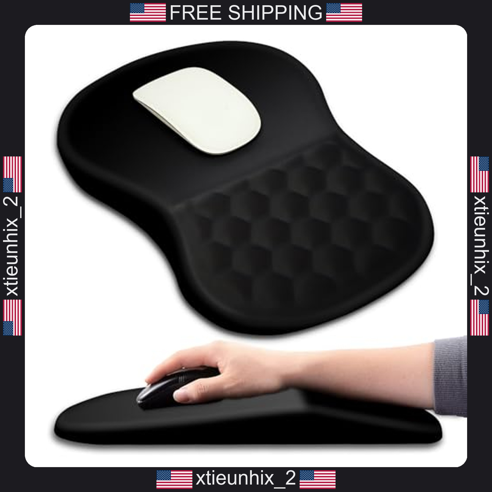 Ergonomic Mouse Pad with Wrist Support and Massage Bumps 12x8 inch Black