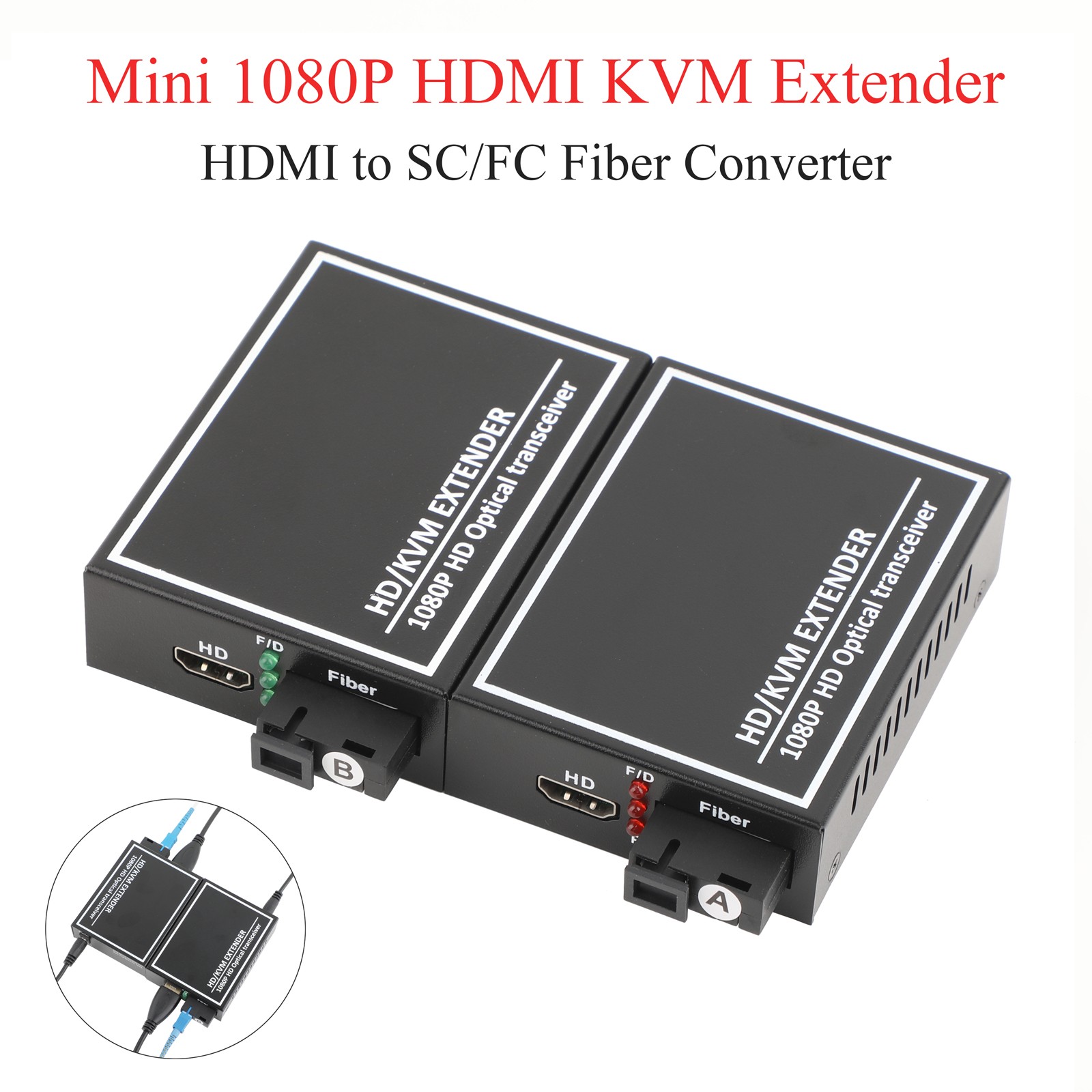 1080P HDMI KVM Single Mode Fiber Extender SC Port USB Mouse Keyboard Audio Video