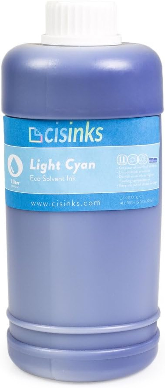 Cisinks® Eco-Solvent Ink Light Cyan Bottle for Roland Mimaki Mutoh Printers (100
