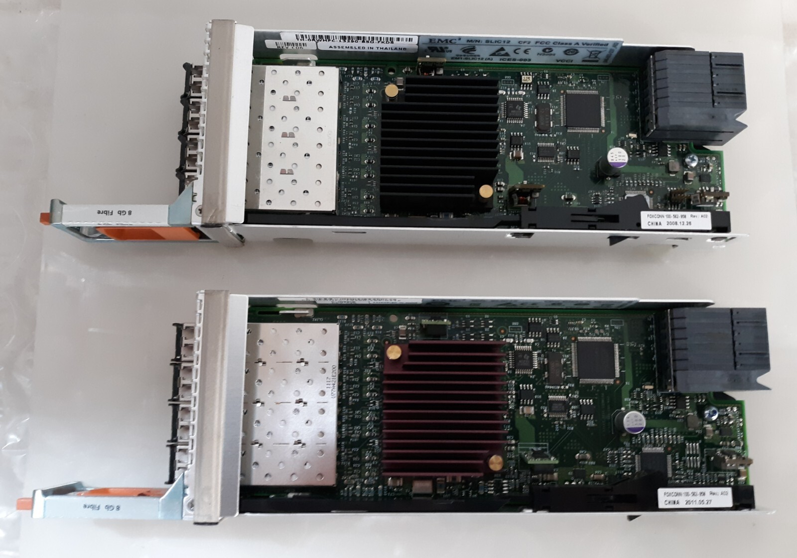 Pair of EMC2 SLIC12 8Gb Fibre Channel Module Foxconn 100-562-958 Rev. A02 w/ SFP