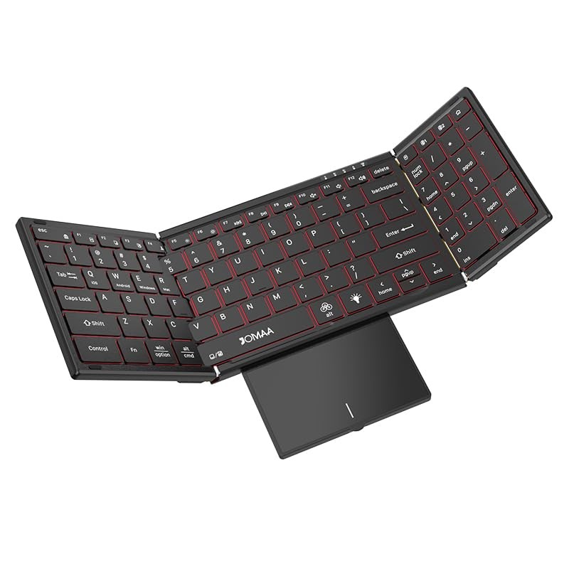 Wireless 2.4G Bluetooth Folding Keyboard with Trackpad, RGB Backlight, Silent...