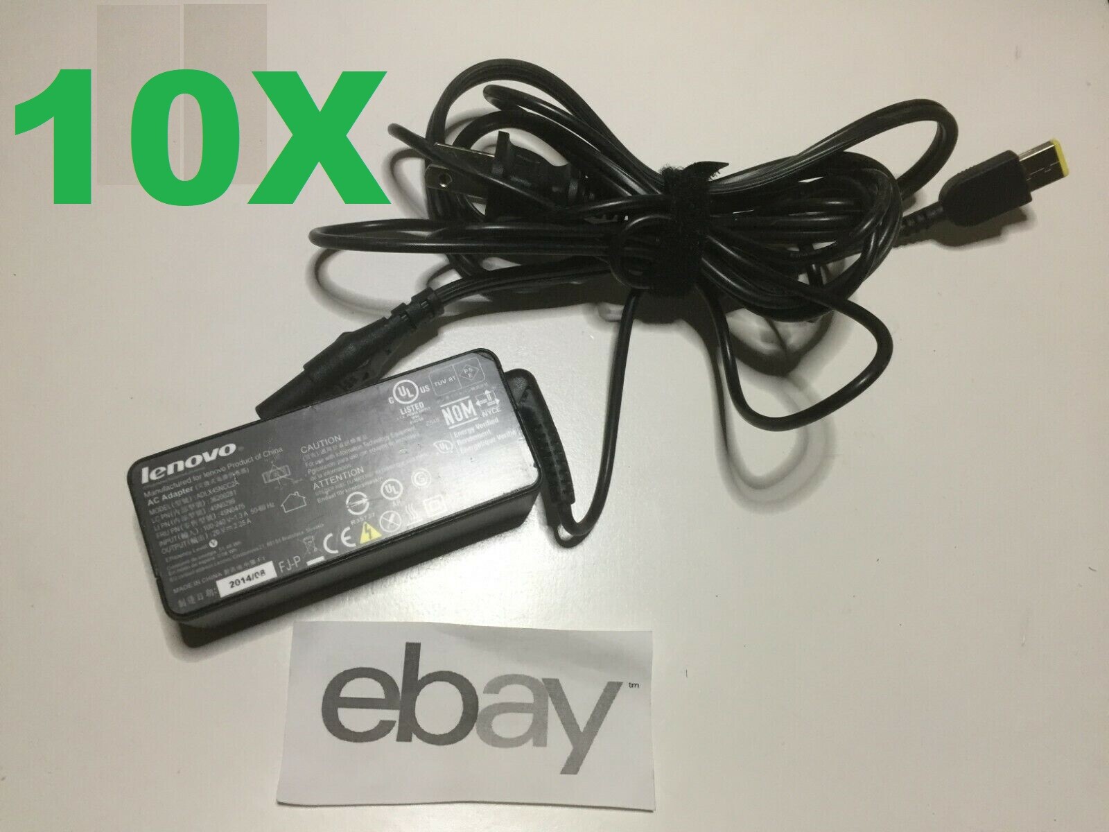 Lot of 10 Genuine Lenovo 45W 20V Laptop Power Adapter Charger w/ Cables Slim Tip