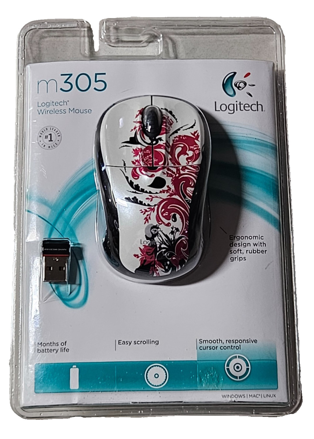 Logitech M305 Wireless Optical Mouse Red READ