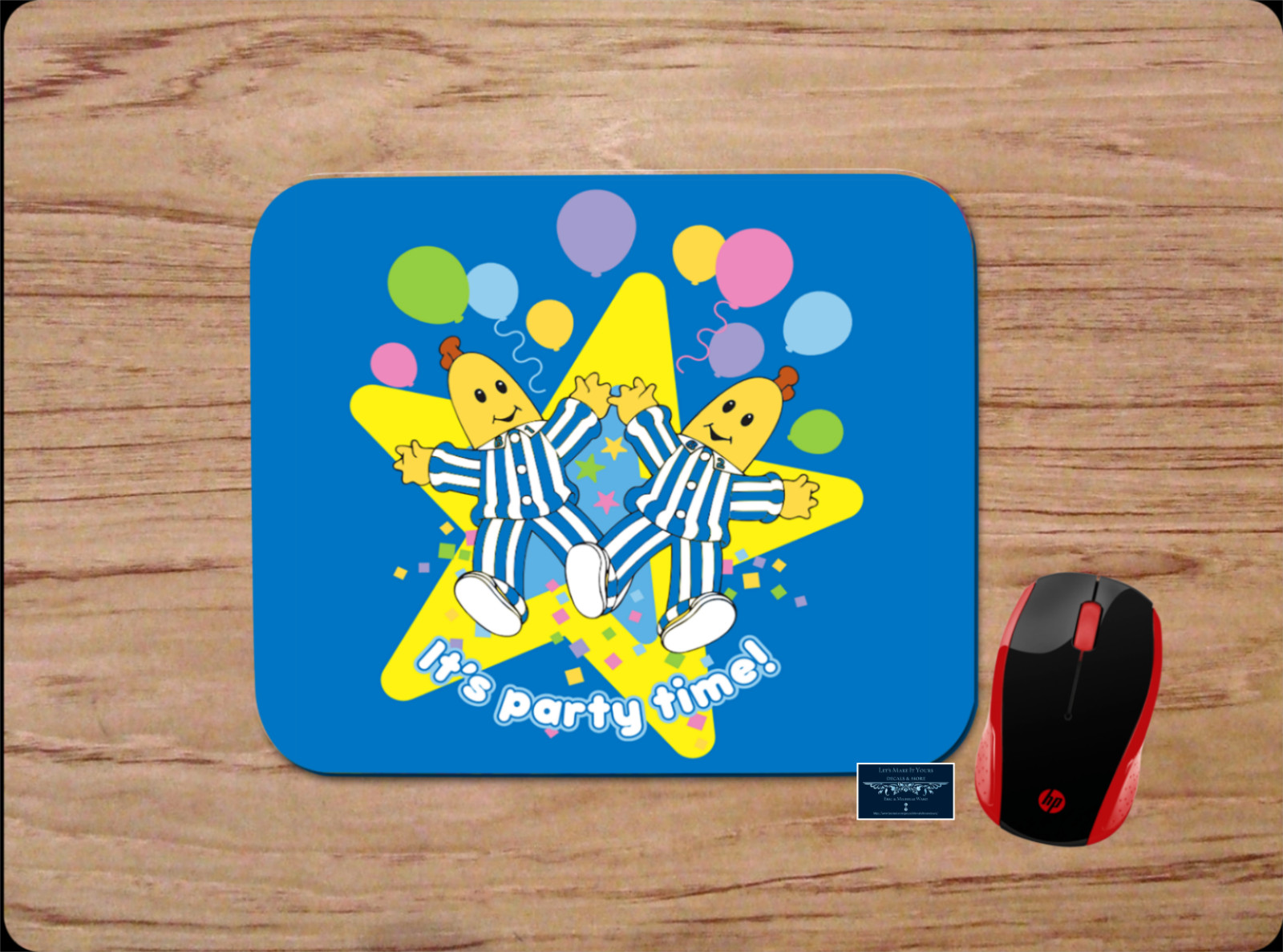 BANANAS IN PAJAMAS PARTY TIME STAR BLUE MOUSE PAD DESK MAT KIDS CARTOON FUN ART