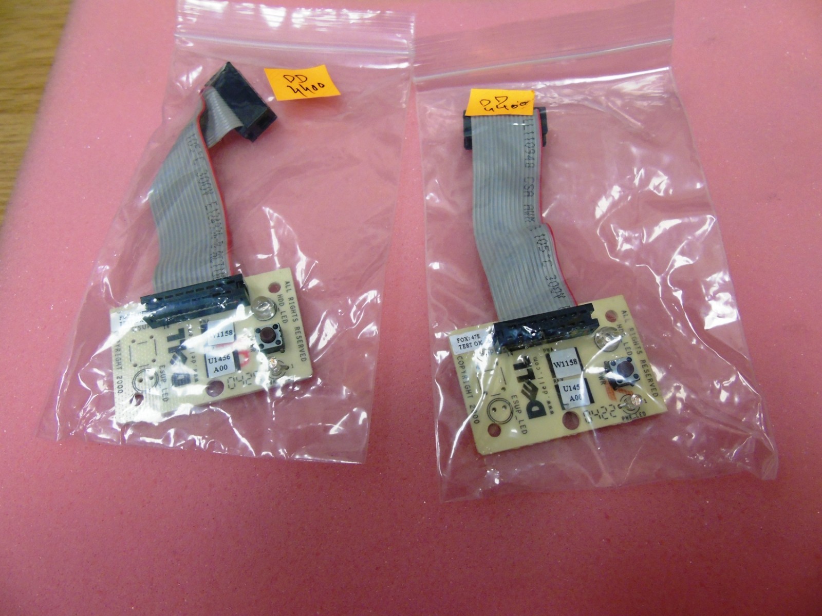 Lot of 2 - Dell Dimension 4400 Power Button LED Board w/cable W1159 45VEX T1337