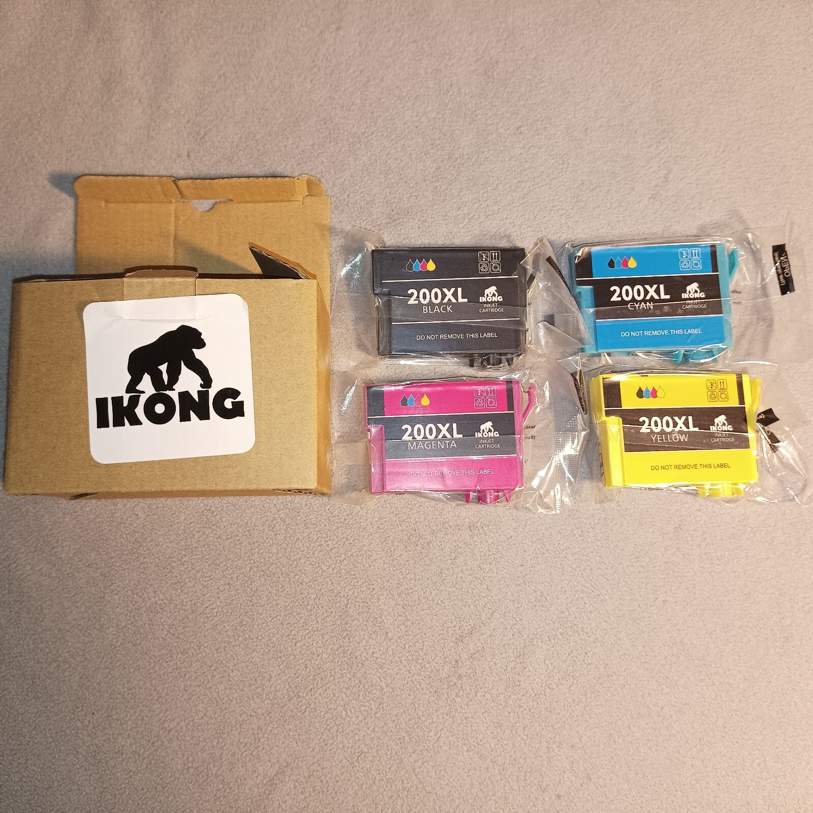  IKONG Ink 200XL Inkjet Cartridges (Lot 4) 1-Black 1-Magenta 1-Yellow 1-Cyan New
