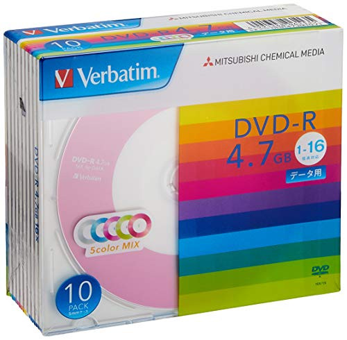 Verbatim Japan 10x 4.7GB DVD-R discs for one-time recording 5-color discs