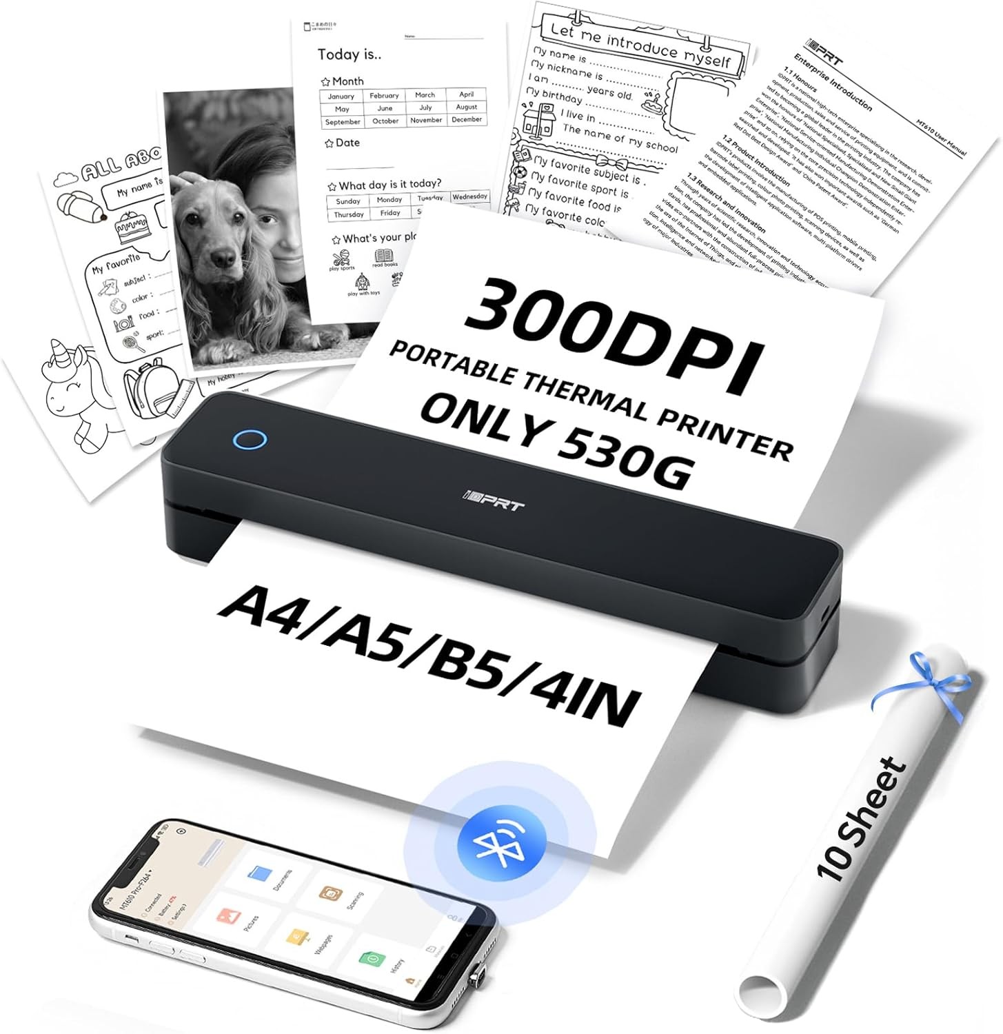iDPRT MT610 Pro Portable Thermal Printer 300DPI Supports 8.5" x 11" US Letter