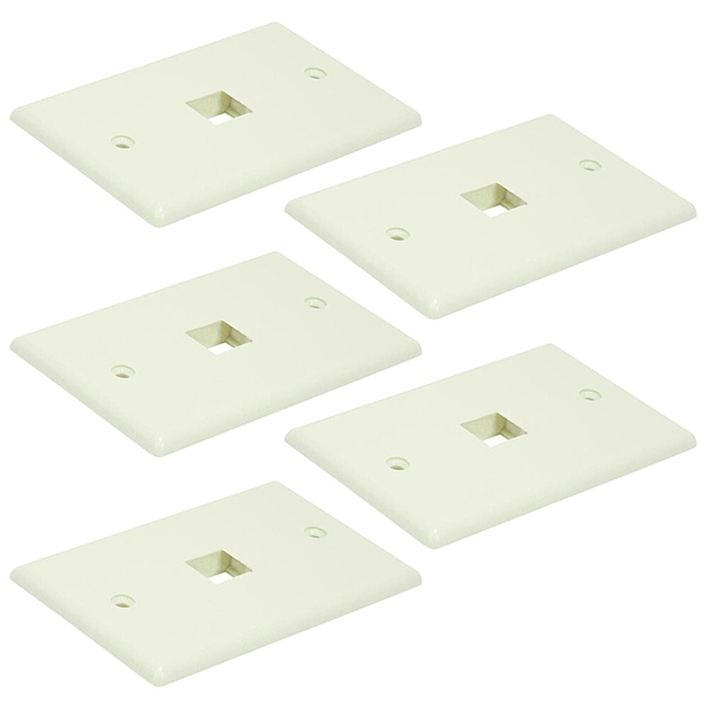 5 Pcs 1 Hole Port Keystone Jack Insert Snap In Wall Plate Faceplate 1-Gang Ivory