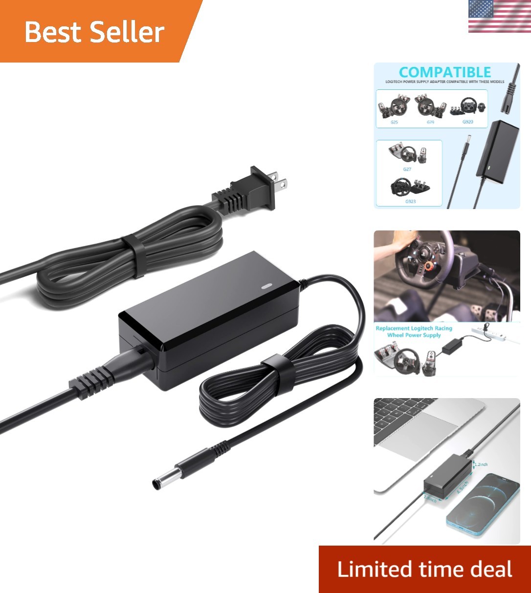 Logitech G29 24V Power Supply Adapter - Safe and Efficient Racing Wheel Charger