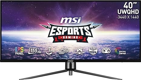Black - MSI 40" 3440x1440 155Hz FreeSync Premium MAG401QR