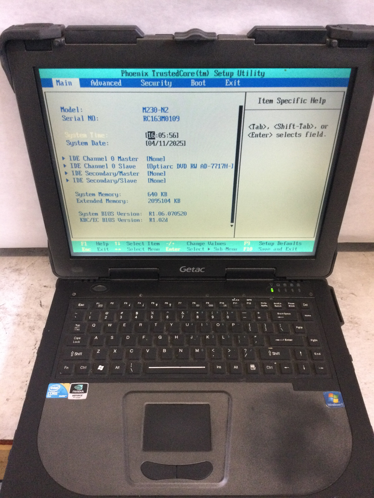 GETAC M230-N2 - BOOTS TO BIOS - INTEL CORE 2 DUO - 2GB RAM - READ DESCRIPTION-BB