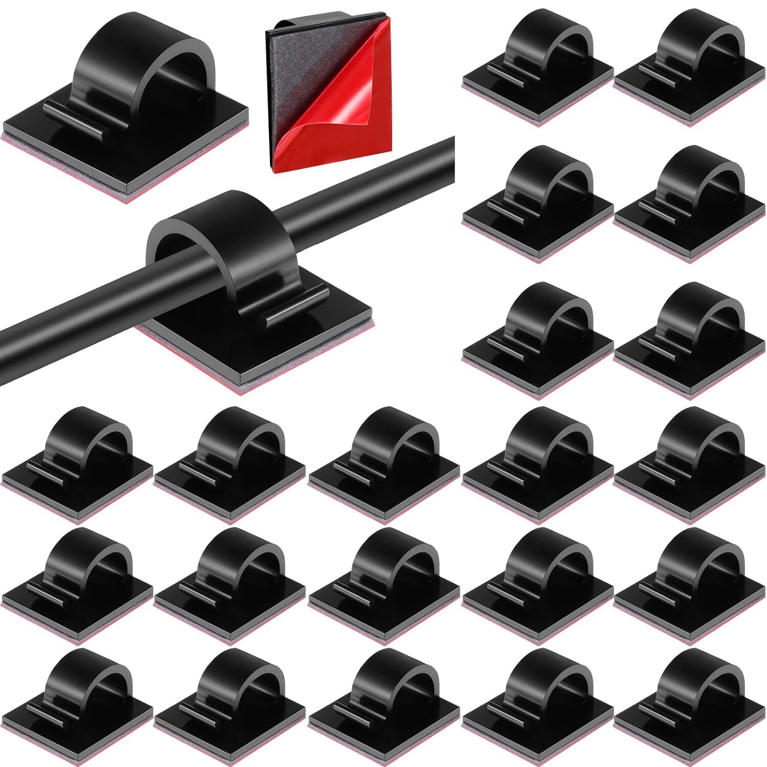 60 Pieces Mini Cable Clips Self Adhesive Light Clips Light Hooks Wire Cable Orga