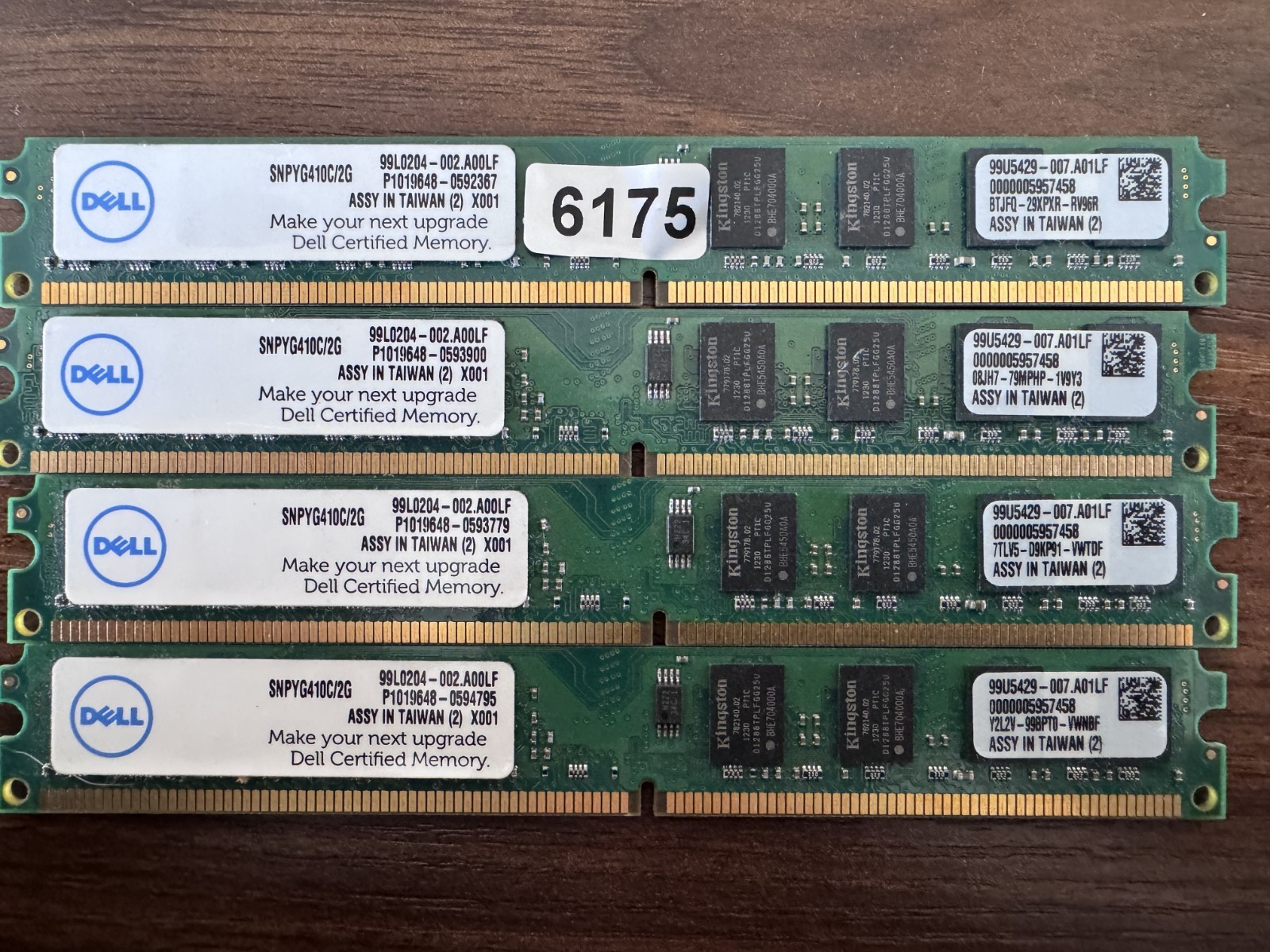 Lot of 4 - Dell/Kingston Desktop Ram SNPYG410C/2G