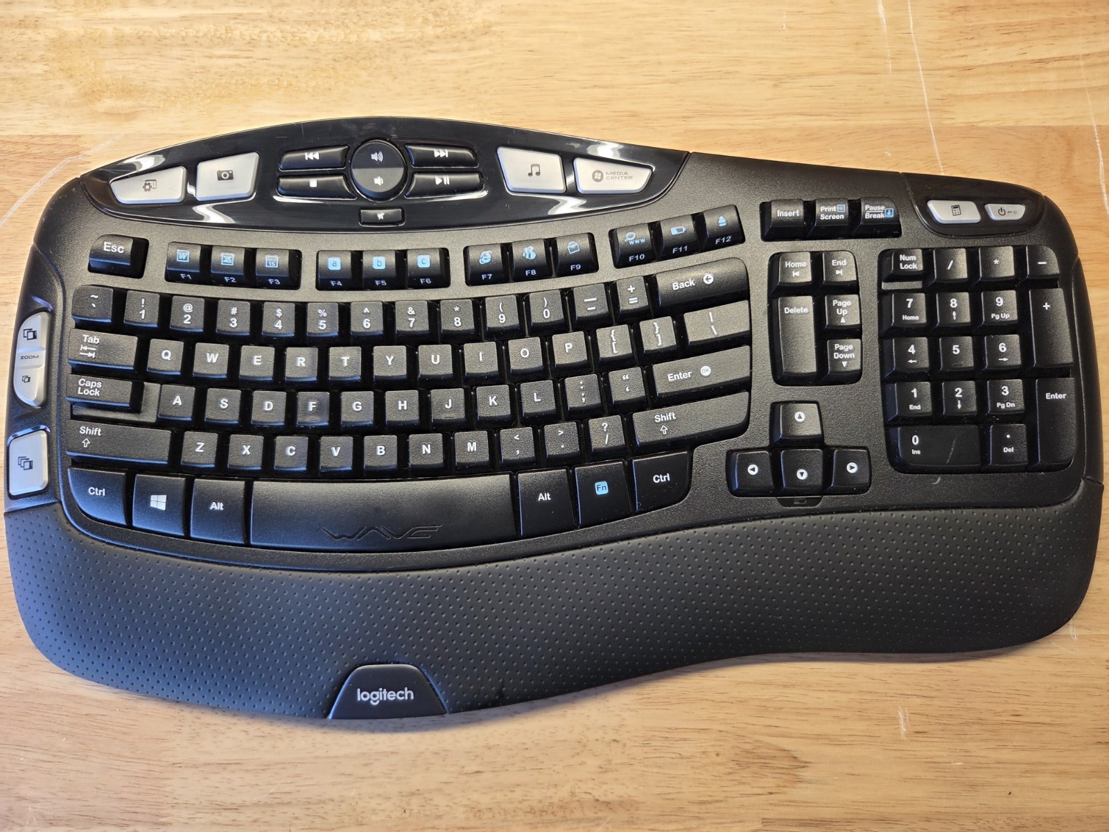 Logitech K350 Black Wave Wireless Ergonomic Keyboard No USB Dongle
