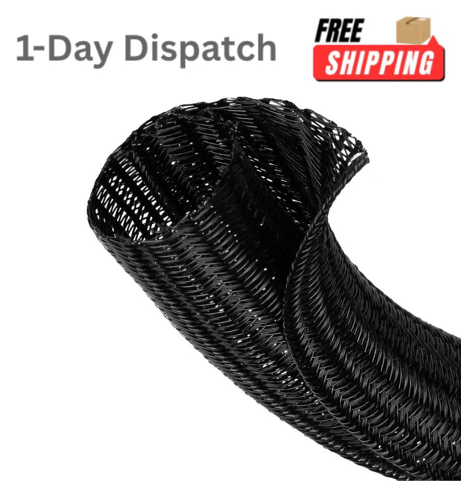 ELECFUN 8ft 1/4" Cable Management Sleeve Split Loom Wrap Black