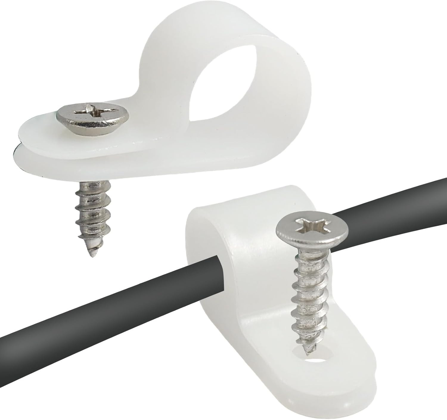 1/2 Inch P-Type Rope Light Clips, 50 Pcs Nylon Cable Clamps Wire
