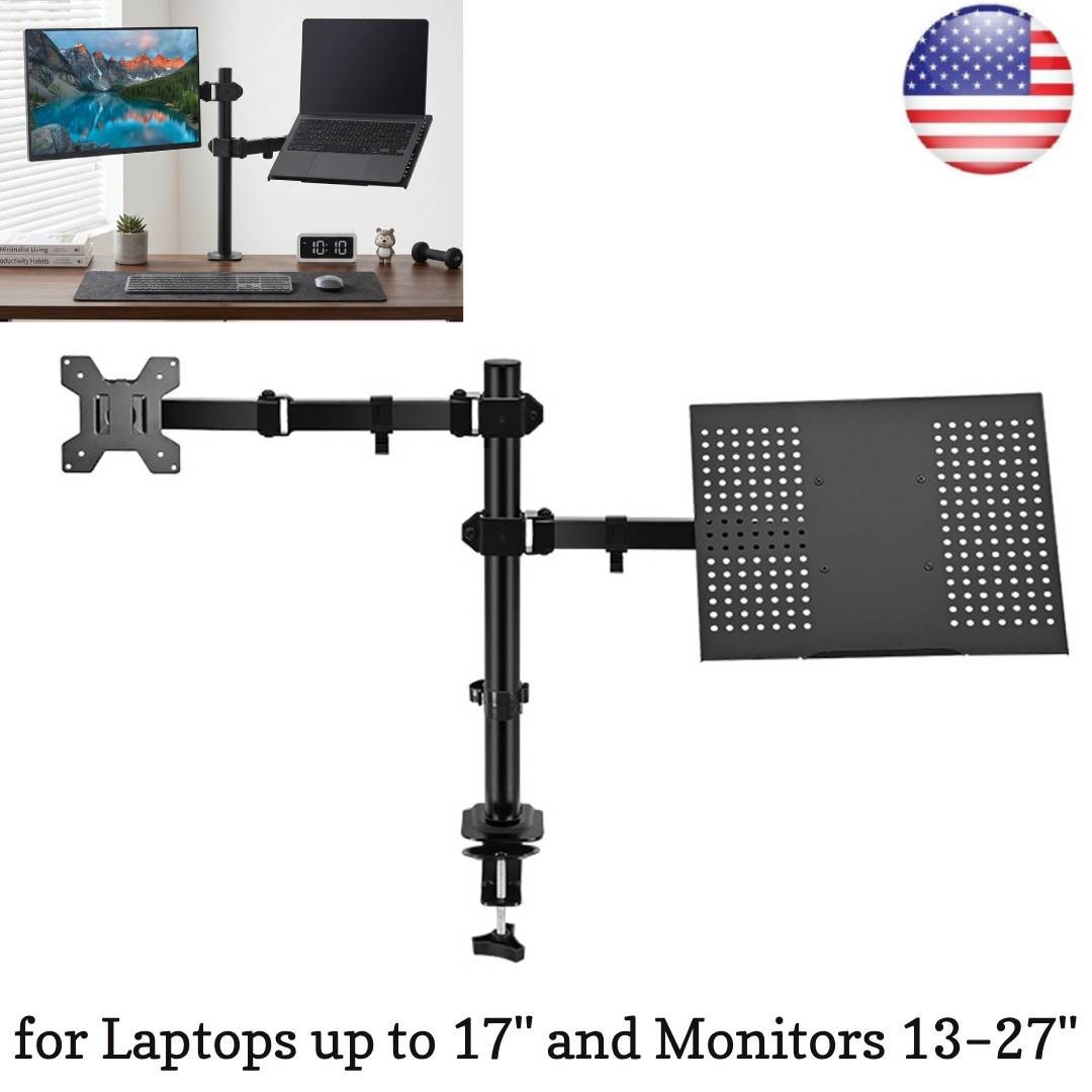 Monitor and Laptop Mount Adjustable Monitor Arm Stand with Laptop Tray