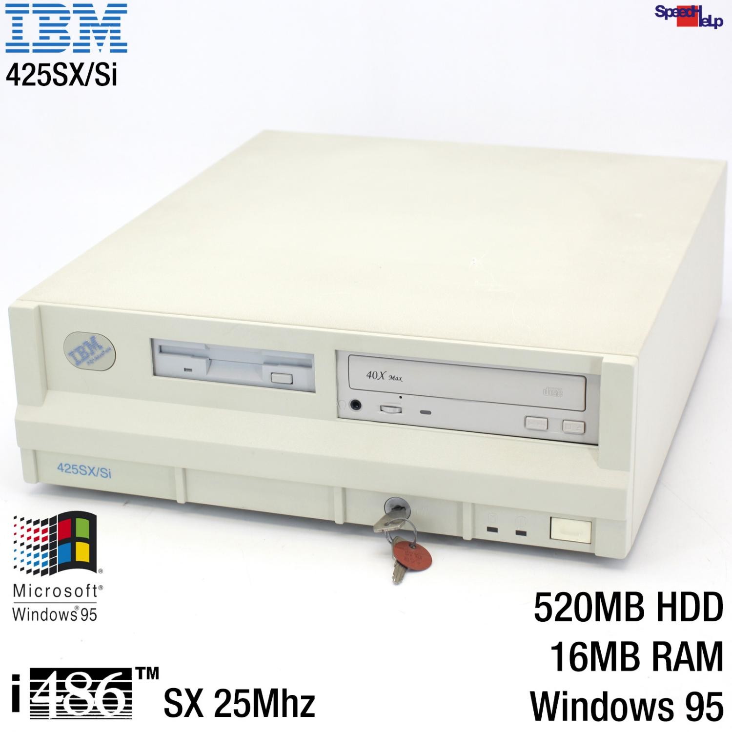 IBM 425SX/Si INTEL 486 SX 25MHZ TYPE 6381 COMPUTER PC RS-232 PARALLEL WINDOWS 95
