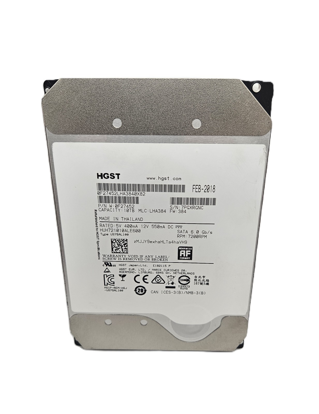 HGST 10TB 3.5" SATA DRIVE 7200RPM - HUH721010ALE600 (READ DESCRIPTION FIRST)