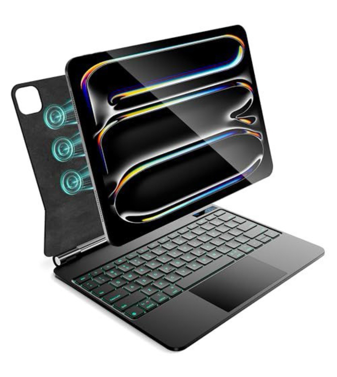 Magic Style Keyboard Case w/ Trackpad for iPad Pro 13", 7 Color Backlit - Black