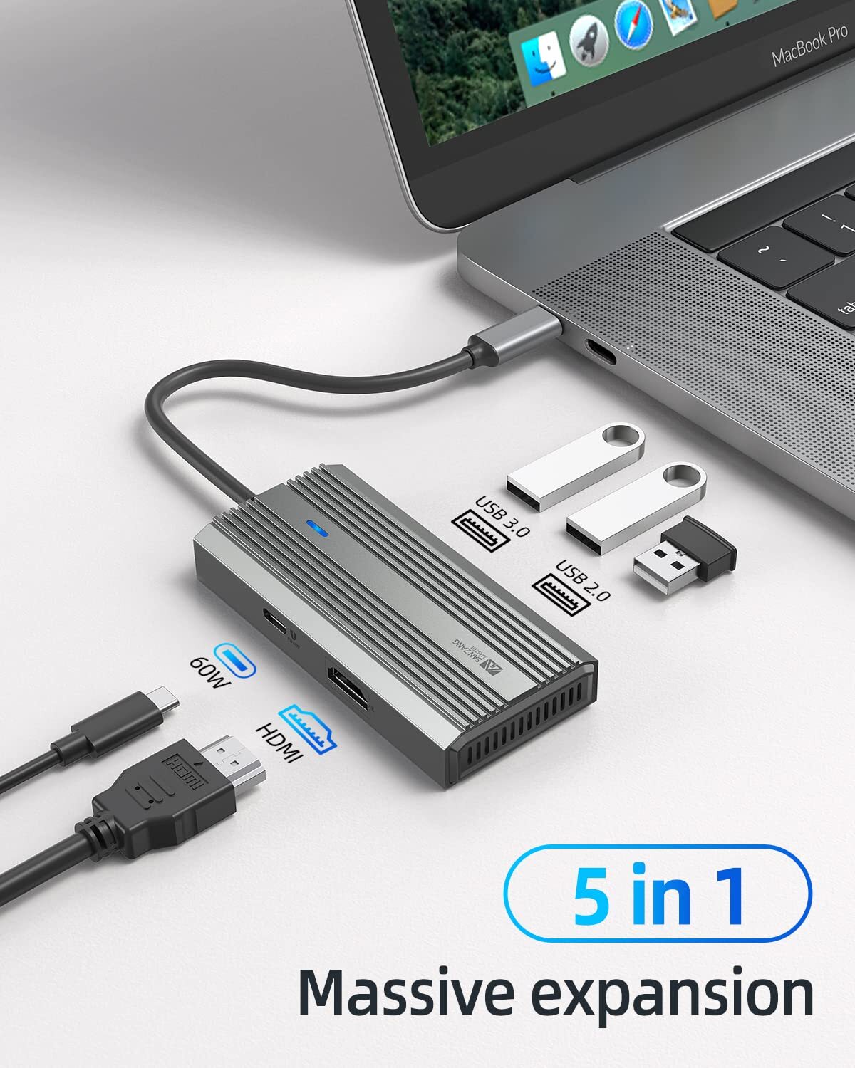 Docking Station USB C Aluminium HUB USB 3.1 HDMI 4K Compatible PD 5/6/8/9/10 in1