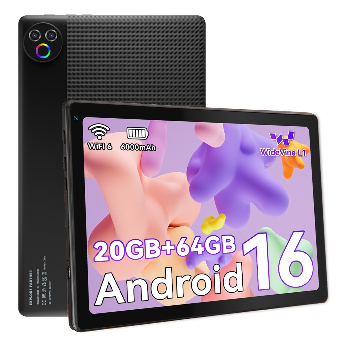Urao 10" 5-Core Tablet 64GB HD Widevine L1 Dual Wifi Parental Control Android 16