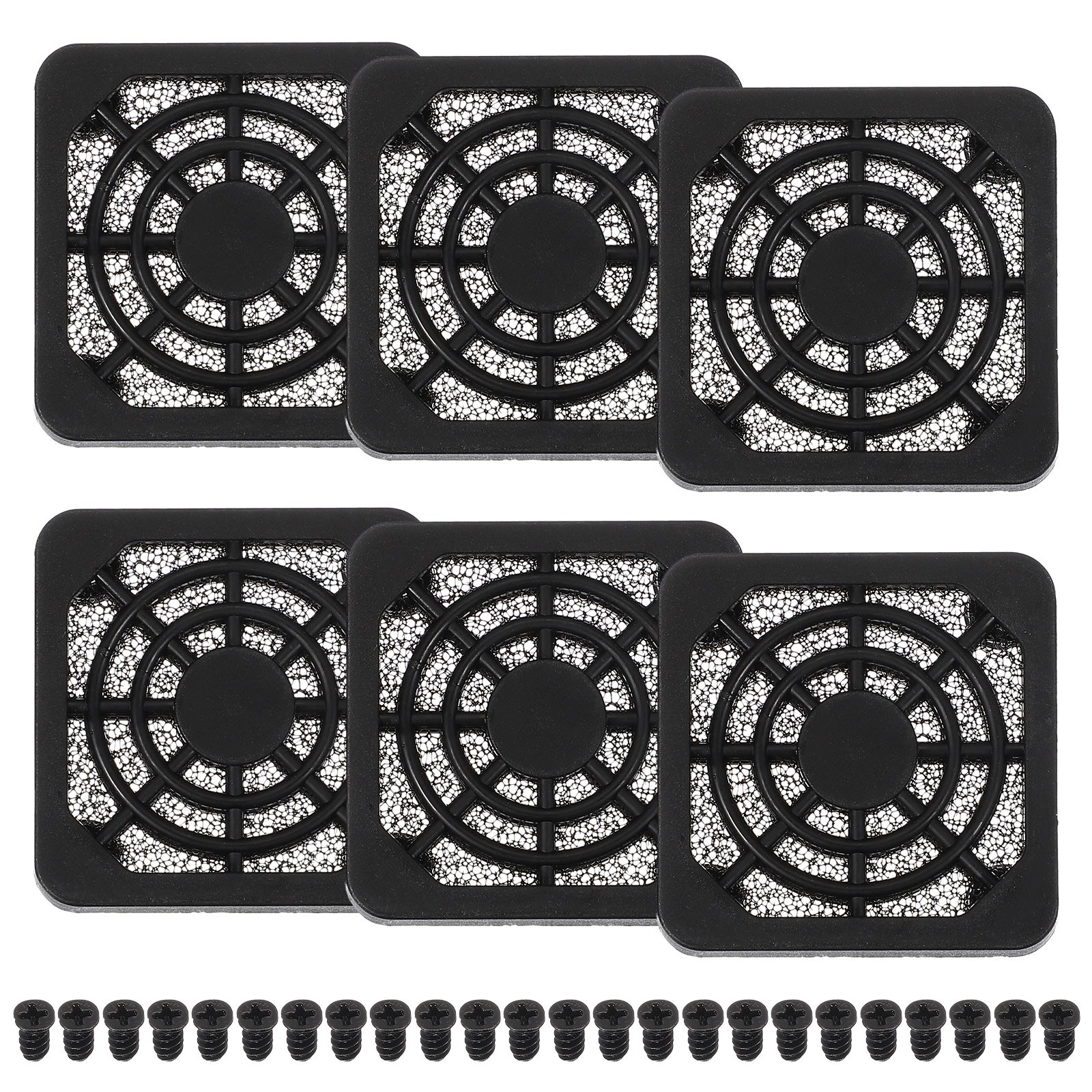 6Pcs 40mm Fan Filter Grill Plastic Ventilation Grill Cover with Screws, Black