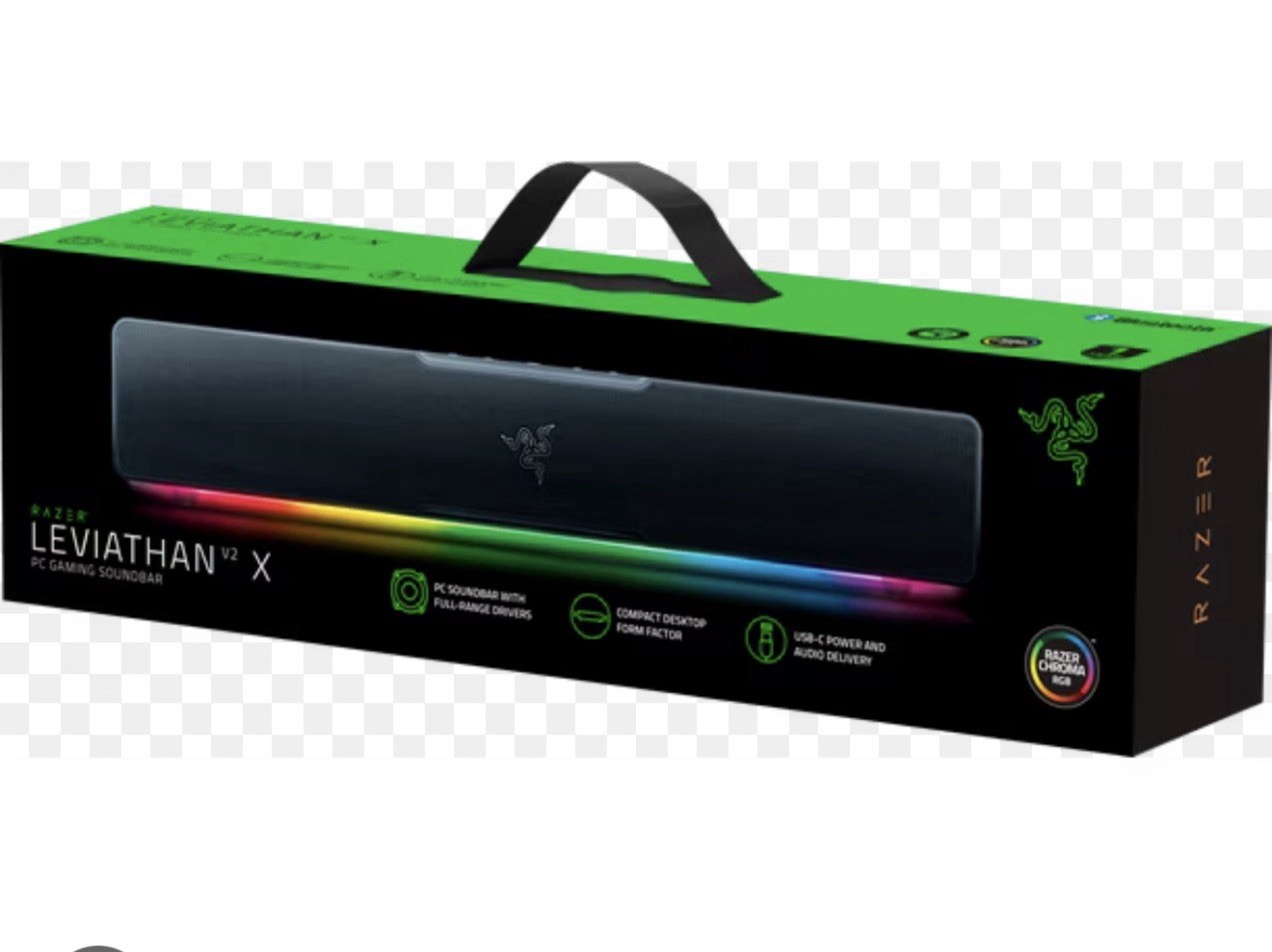 Razer Leviathan V2 X Gaming Soundbar – 2.0ch – Bluetooth & USB‑C – 65W – Black