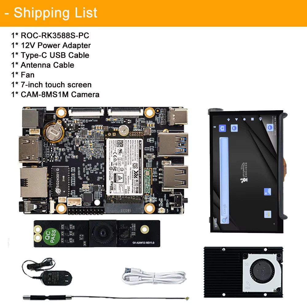 ROC-RK3588S-PC 8K AI Mainboard Rockchip RK3588S AIoT Chip Single Board Computer 
