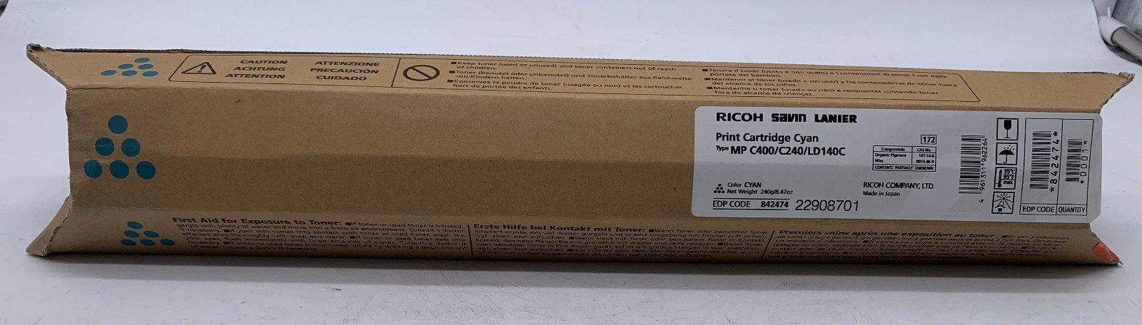 Genuine Ricoh 842474 (841725) Cyan Toner Cartridge OEM