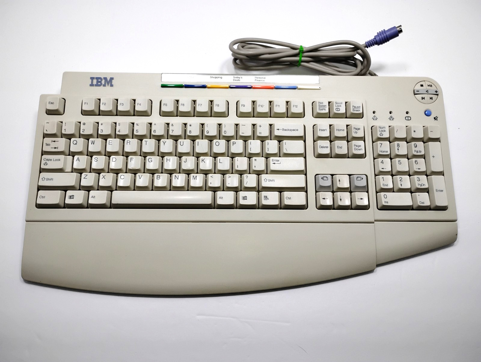 Vtg 90s White Beige IBM PS/2 PC Keyboard KB-9930 37L2590 CEM 00-40 D01 Palm Rest