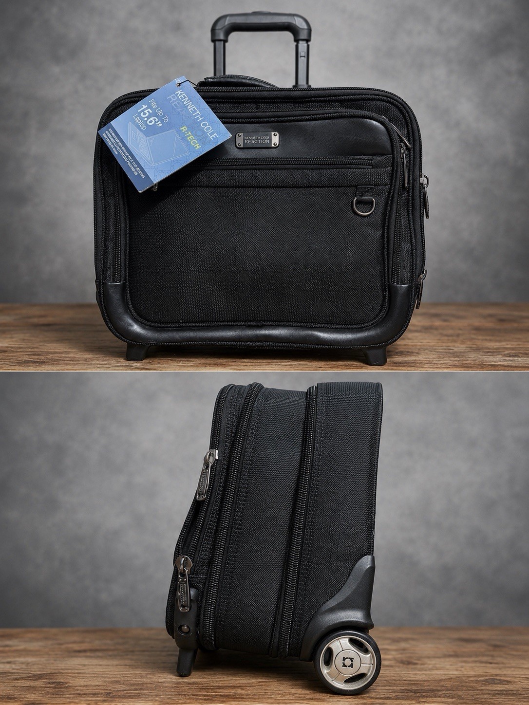 Kenneth Cole Reaction R-Tech Bag w/ Wheels Laptop Computer Case Black 537115 NEW