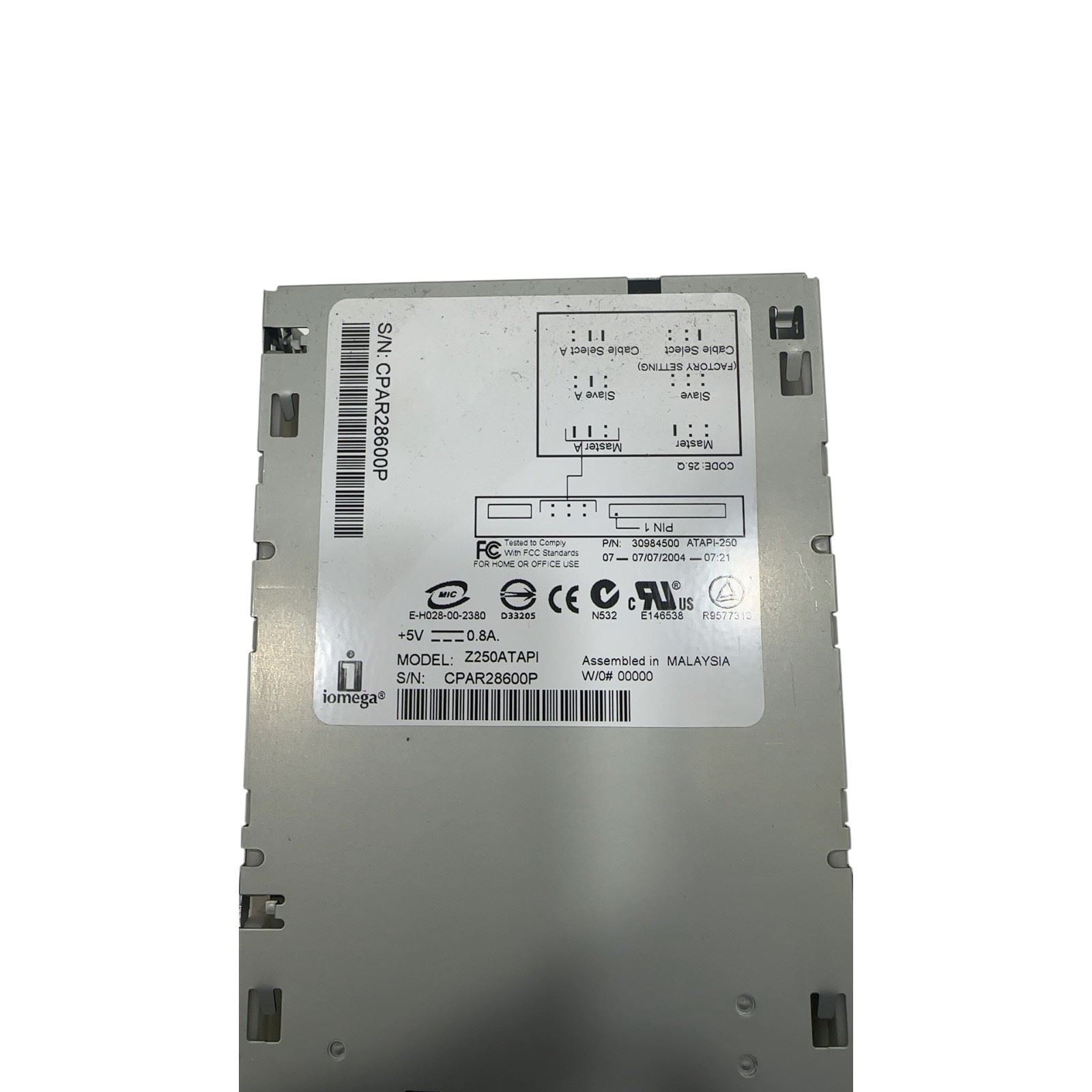 Iomega 250MB IDE/ATAPI Interface 3.5" ZIP Drive Z250ATAPI