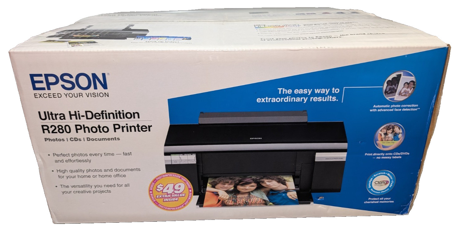 Epson Ultra Hi Definition R280 Color Inkjet Photo Printer, NEW & 