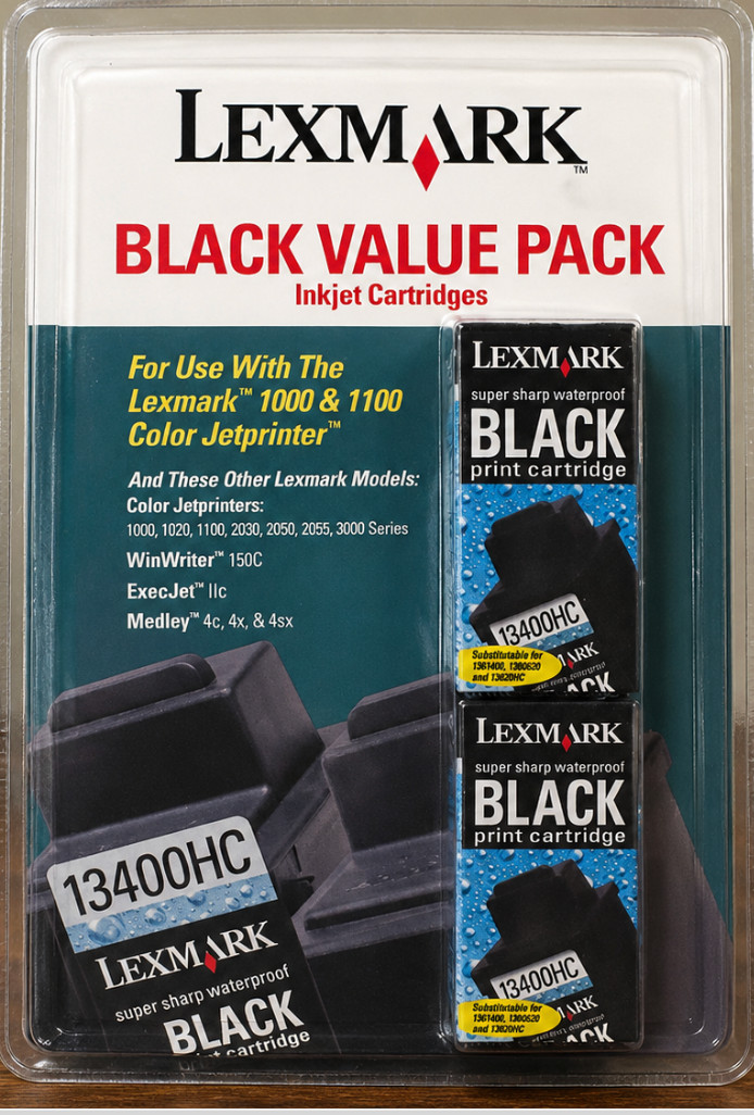 Lexmark 13400HC Black Value Pack Inkjet Cartridges New Sealed Vintage OEM 2 Pack