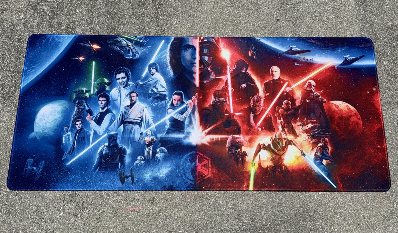 🪐Large 35x15.5” Star Wars Desk Mat Mouse Pad Jedi Republic Sith Empire Red Blue