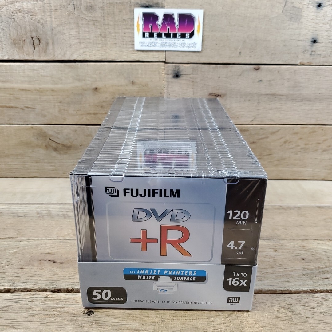 FujiFilm DVD +R RW 120 Min 4.7 GB 16x 50 Disc Pack with Cases For Inkjet Printer