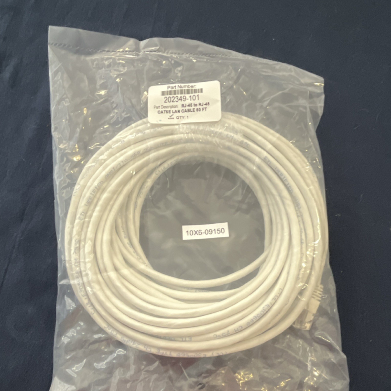 Cat5e Ethernet Patch Cable RJ-45 to RJ-45 50 ft White MPN 202349-101