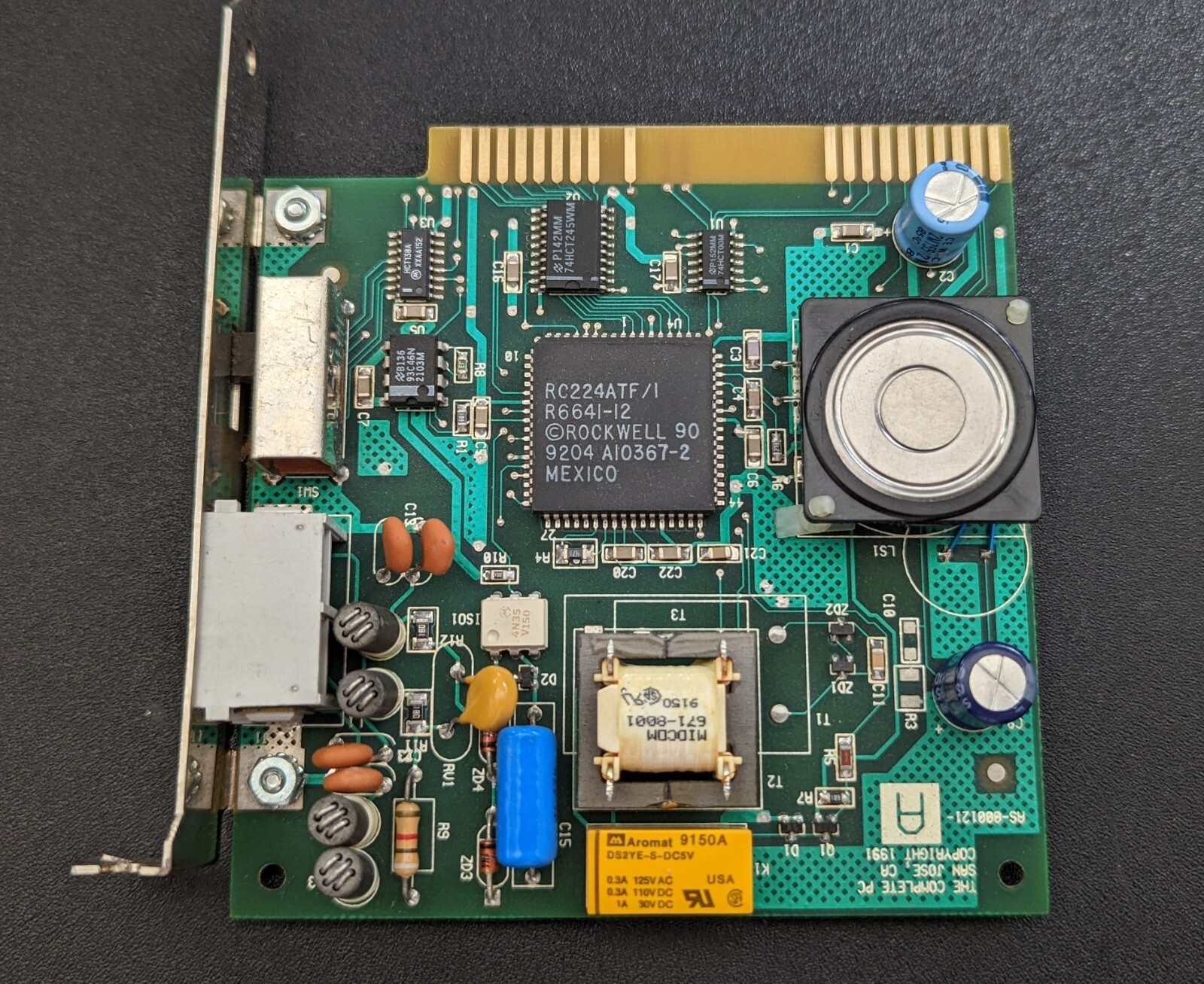The Complete PC Fax Modem Internal PC Card 1991 8 bit ISA bus 