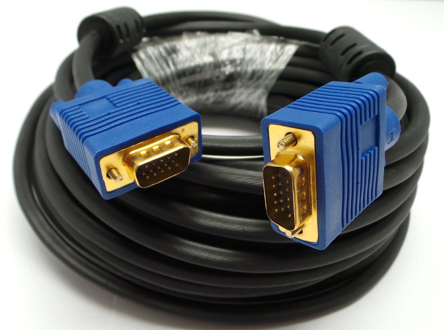 100FT 15 PIN GOLD PLATED BLUE SVGA VGA ADAPTER Monitor Male Cable CORD FOR PC TV