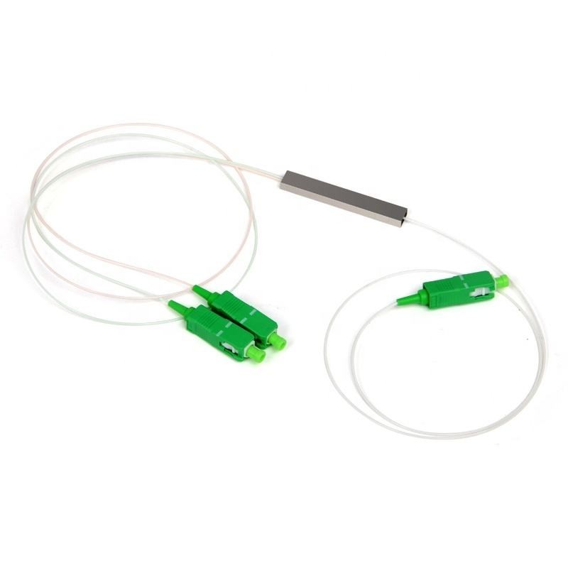 Mini PLC Fiber Optic Splitter 1x2 SC APC FTTH 0.9mm Mini Steel Tube 1m Splitter