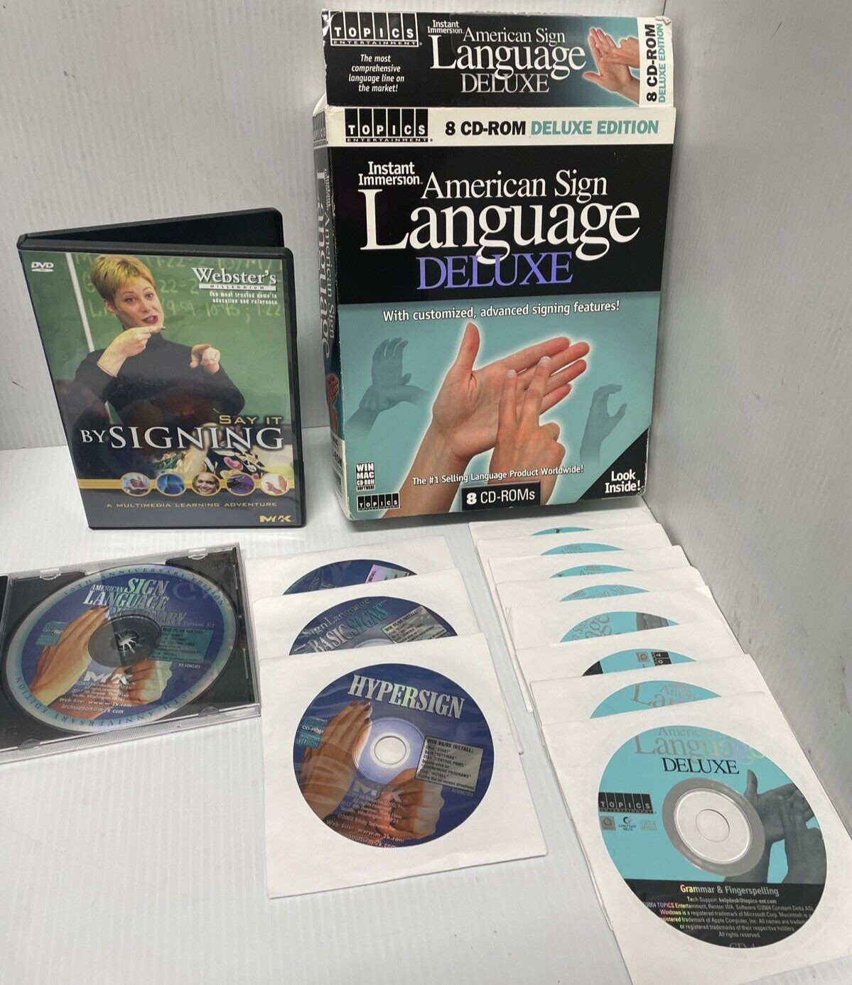 LOT  OF SIGN LANGUAGE CD-ROM and DVDS (FC87-4Q4288