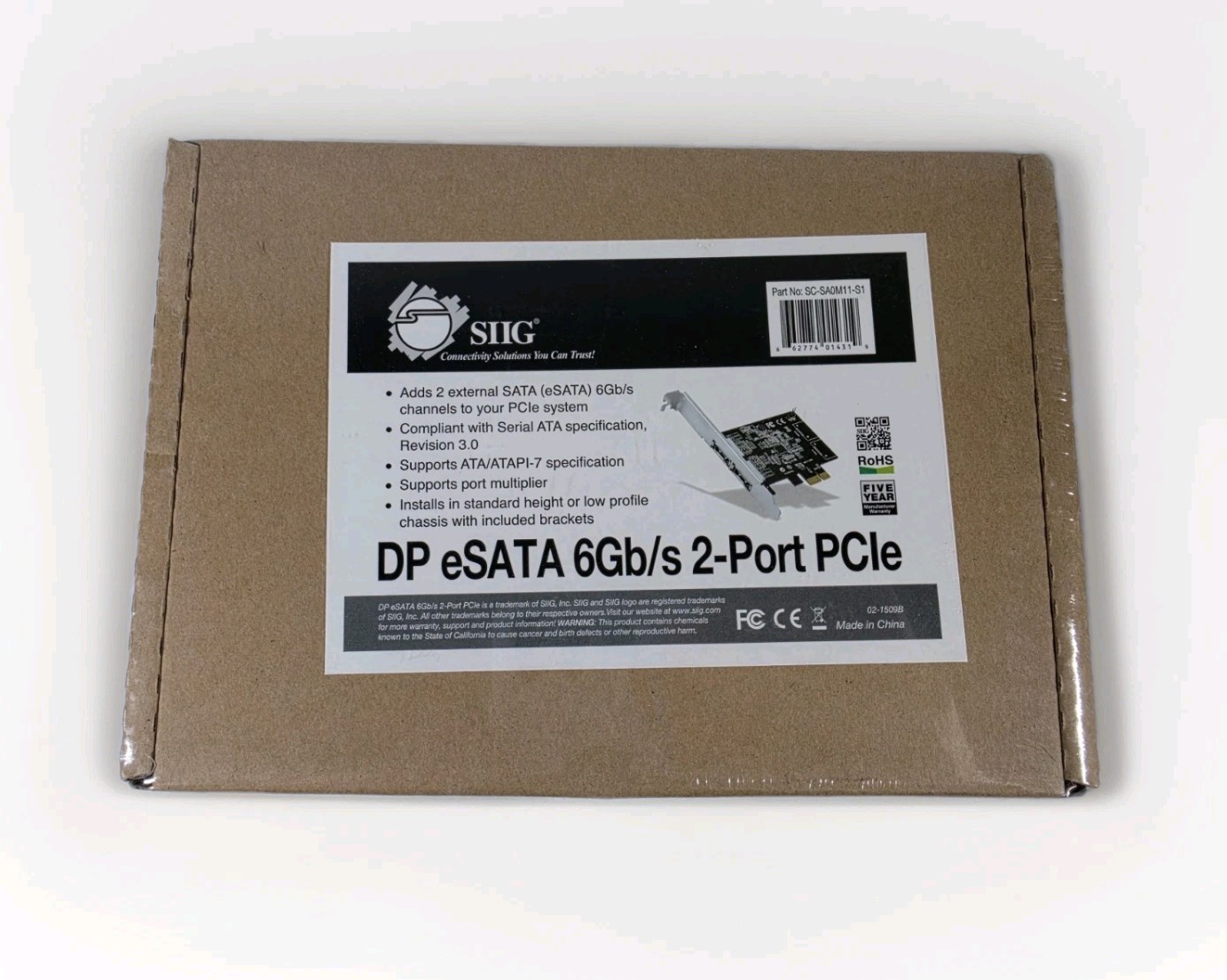 SIIG DP eSATA 6Gb/s 2-Port PCIe (SC-SA0M11-S1) - NEW